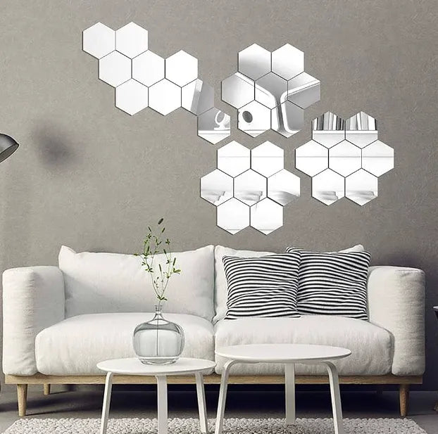 Hexagon Mirror Effect Wall Stickers